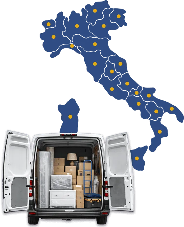 mappa italia e furgone traslochi